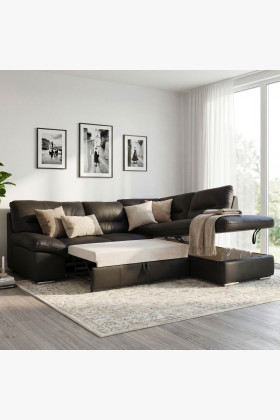 Ecksofa echtes Leder Espresso 0,9-1,1 mm Komfort
